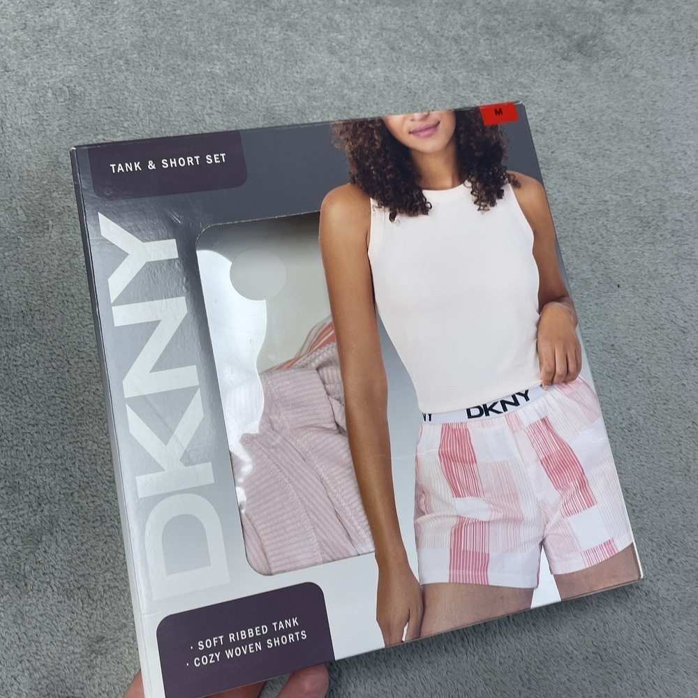 DKNY Women's M Tank & Short Set Pink Rayon a2116